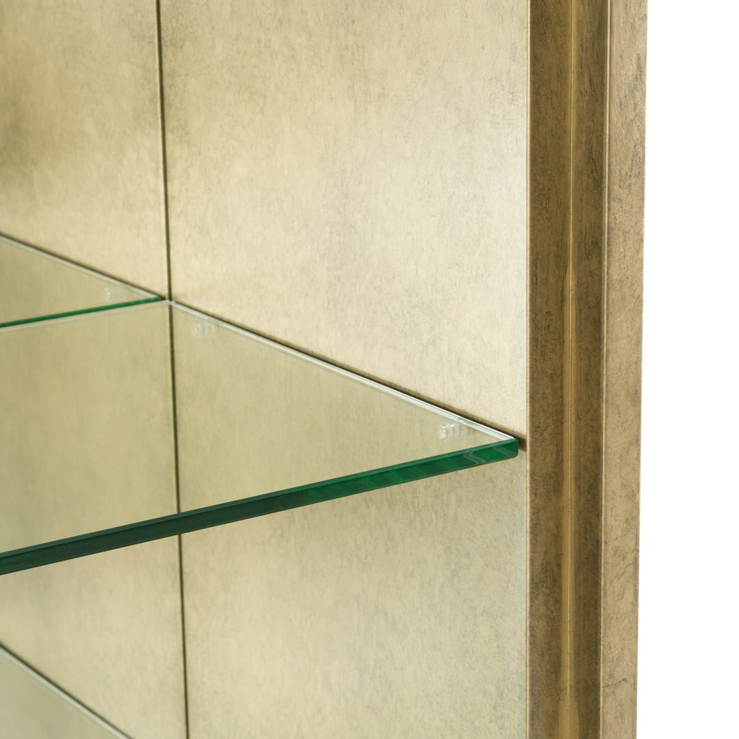 Poise - Modern Antique Brass + Mirror Bookcase