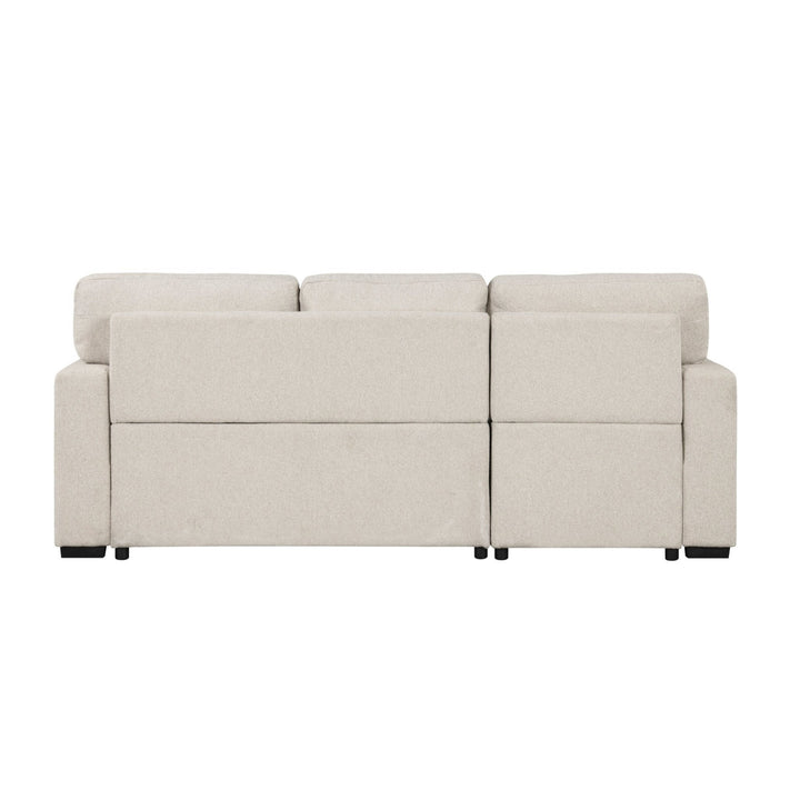 Pompano Sleeper Sectional with Left Chaise, Pull - Out Bed, Storage &amp; USB Charging – Beige Sleeper Sofa modern furniture Contempo Furniture
