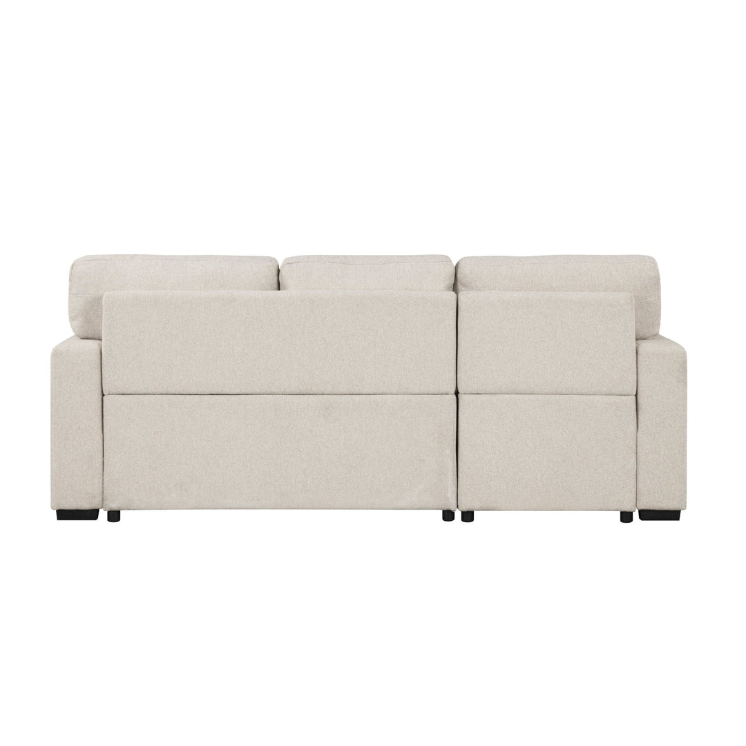 Pompano Sleeper Sectional with Left Chaise, Pull - Out Bed, Storage & USB Charging – Beige Sleeper Sofa modern furniture Contempo Furniture