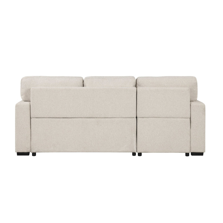 Pompano Sleeper Sectional with Left Chaise, Pull - Out Bed, Storage &amp; USB Charging – Beige Sleeper Sofa modern furniture Contempo Furniture