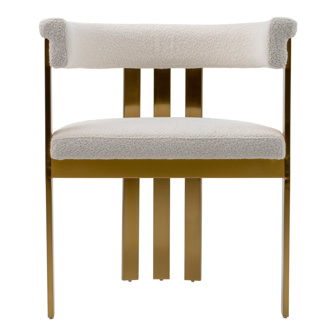 Pontiac - Modern Beige Sherpa + Gold Dining Chair
