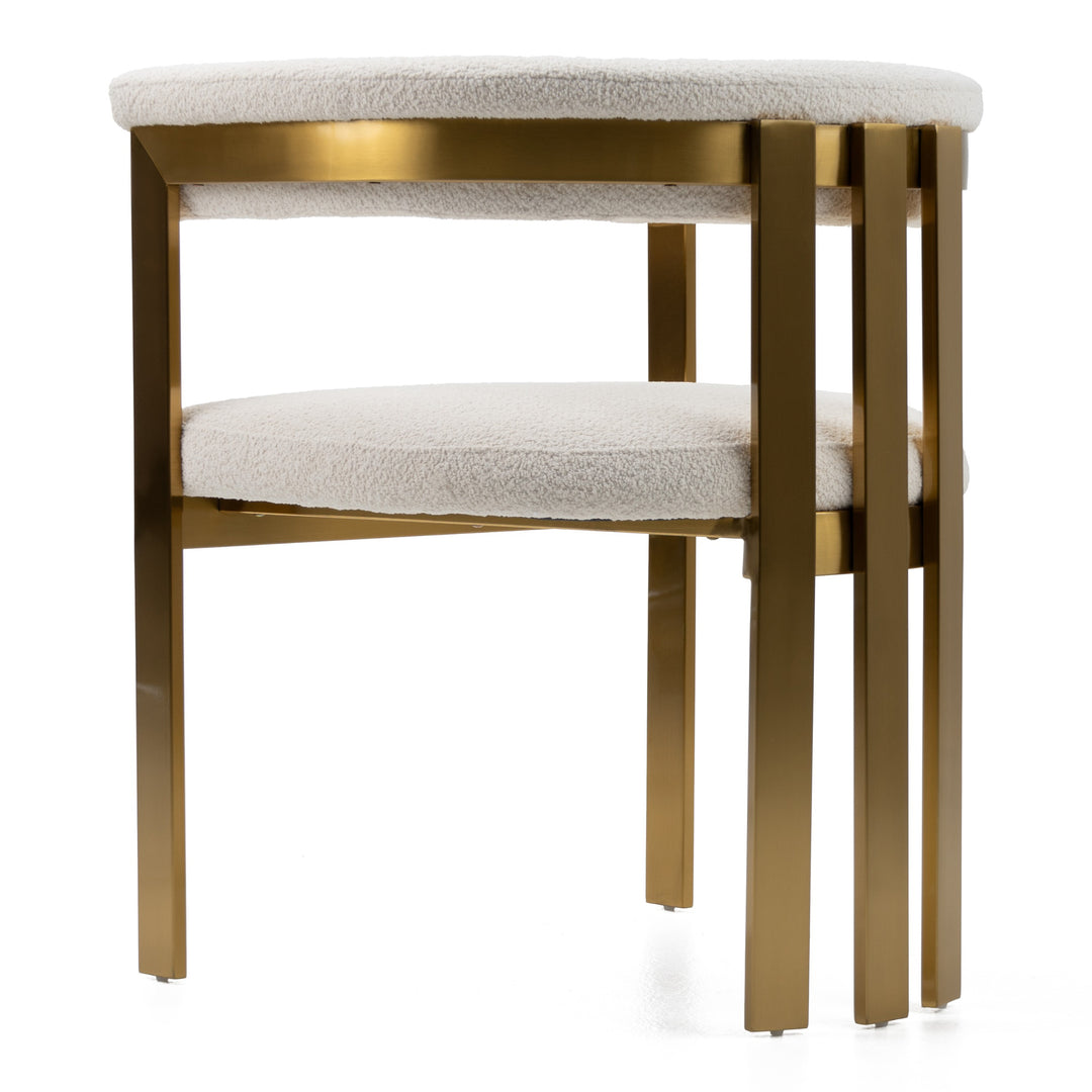 Pontiac - Modern Beige Sherpa + Gold Dining Chair