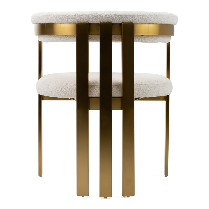 Pontiac - Modern Beige Sherpa + Gold Dining Chair
