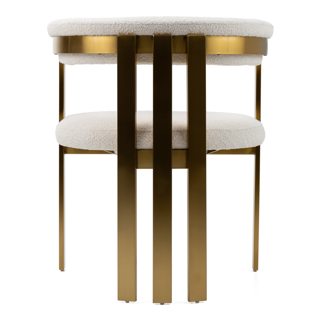 Pontiac - Modern Beige Sherpa + Gold Dining Chair