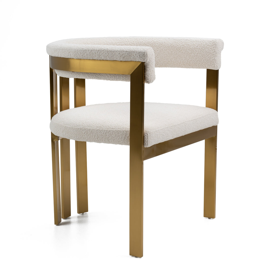Pontiac  Modern Beige Sherpa + Gold Dining Chair