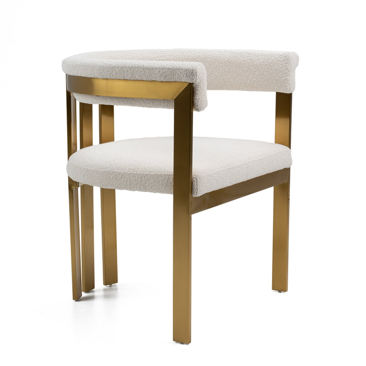 Pontiac  Modern Beige Sherpa + Gold Dining Chair