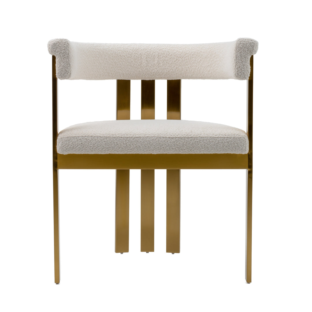 Pontiac - Modern Beige Sherpa + Gold Dining Chair