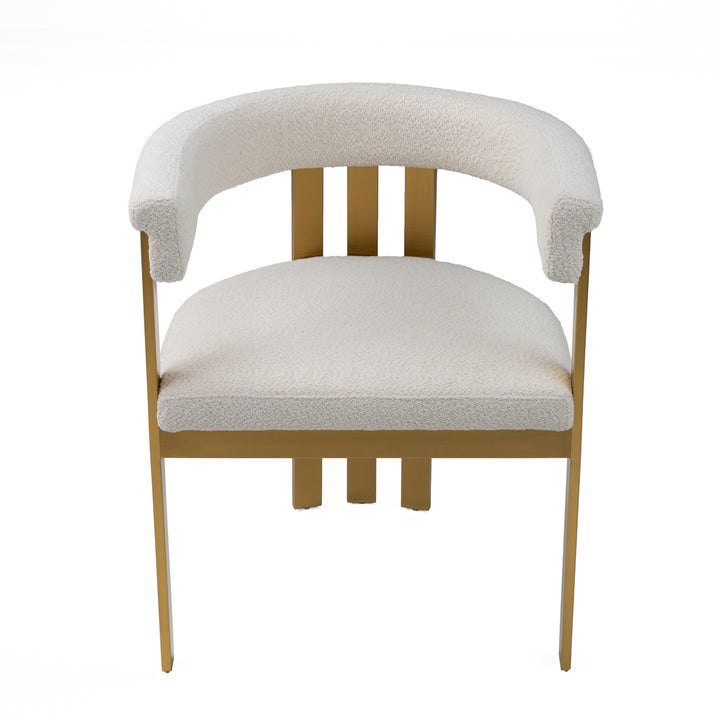 Pontiac - Modern Beige Sherpa + Gold Dining Chair