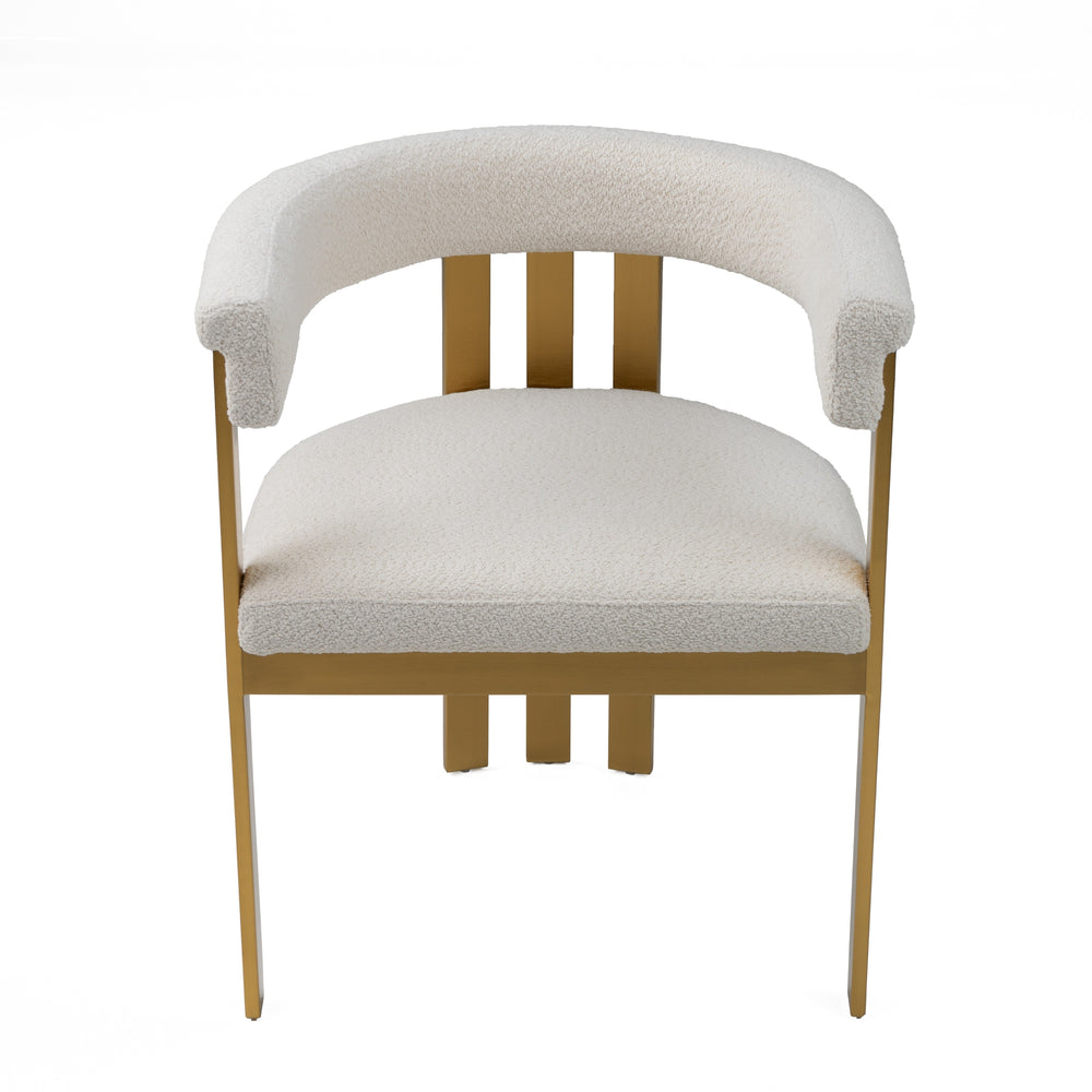 Pontiac - Modern Beige Sherpa + Gold Dining Chair - View 3