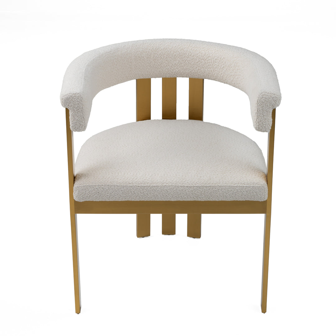 Pontiac - Modern Beige Sherpa + Gold Dining Chair