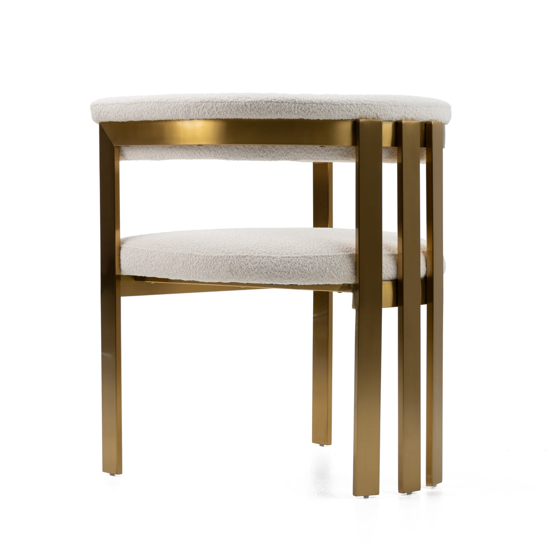 Pontiac  Modern Beige Sherpa + Gold Dining Chair