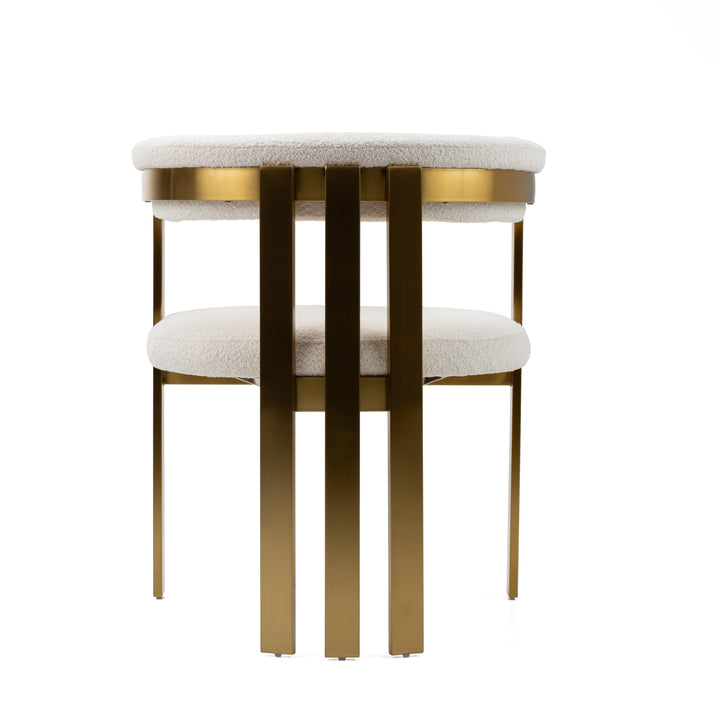 Pontiac - Modern Beige Sherpa + Gold Dining Chair