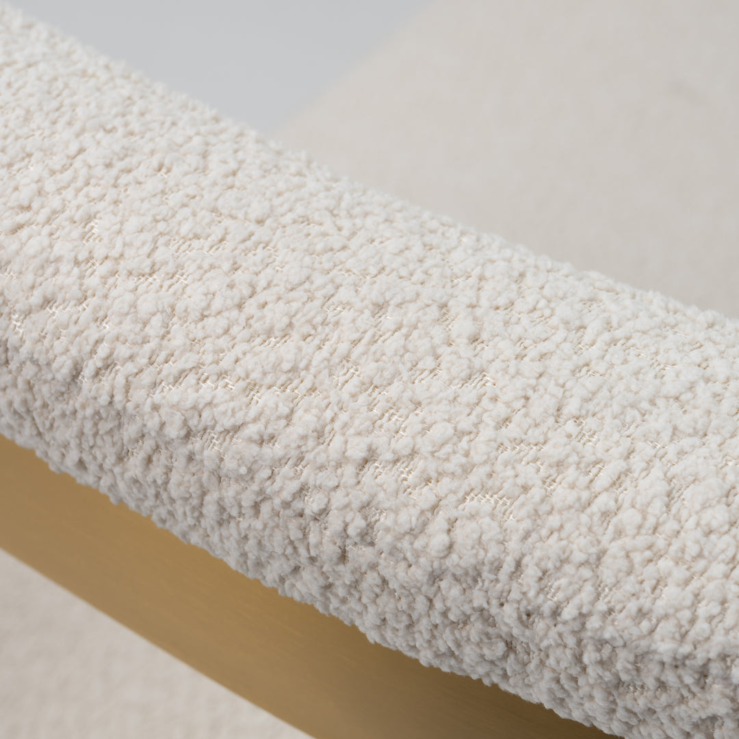 Pontiac - Modern Beige Sherpa + Gold Dining Chair