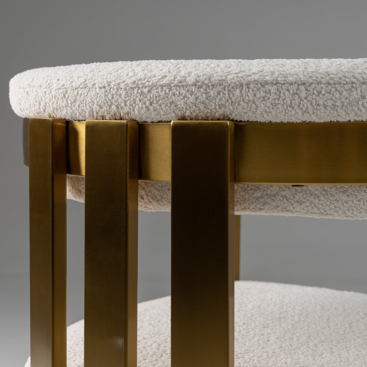 Pontiac - Modern Beige Sherpa + Gold Dining Chair