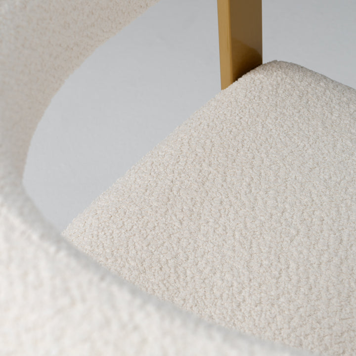 Pontiac - Modern Beige Sherpa + Gold Dining Chair