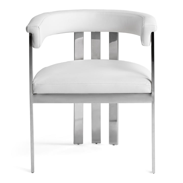 Pontiac - Modern White Vegan Leather + Stainless Steel Dining Chair