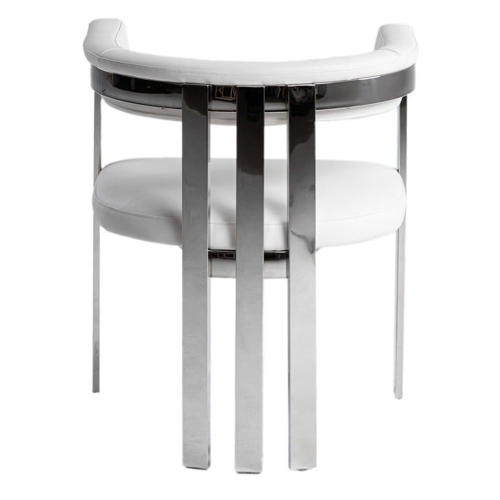 Pontiac - Modern White Vegan Leather + Stainless Steel Dining Chair