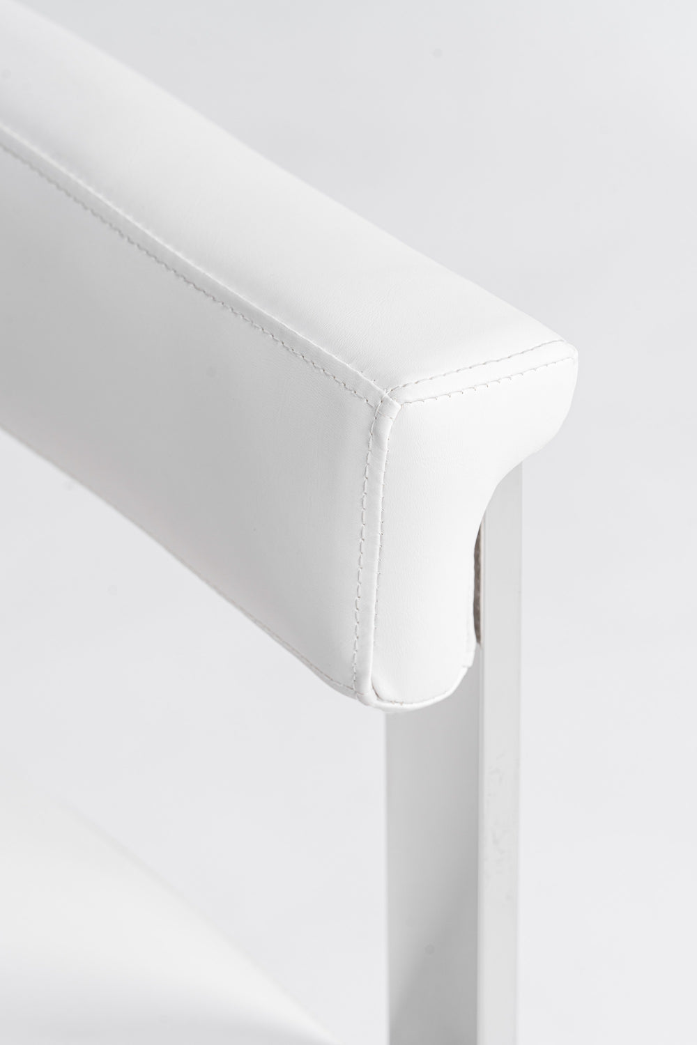 Pontiac - Modern White Vegan Leather + Stainless Steel Dining Chair