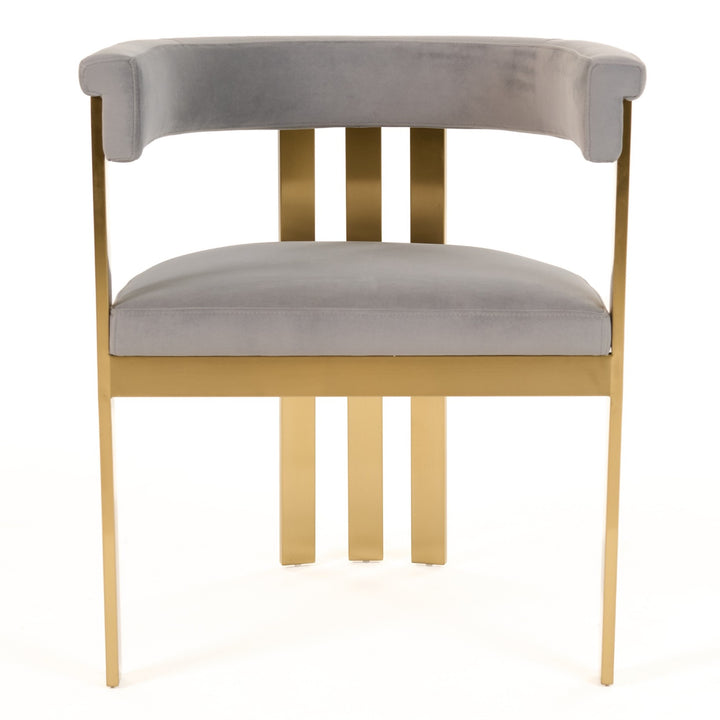 Pontiac - Modern Grey Velvet + Champagne Gold Dining Chair