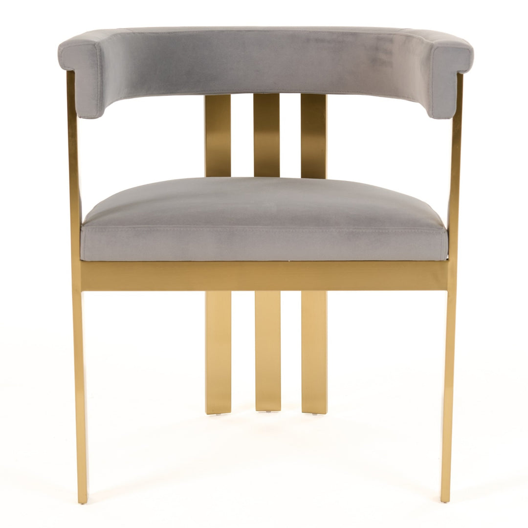 Pontiac - Modern Grey Velvet + Champagne Gold Dining Chair