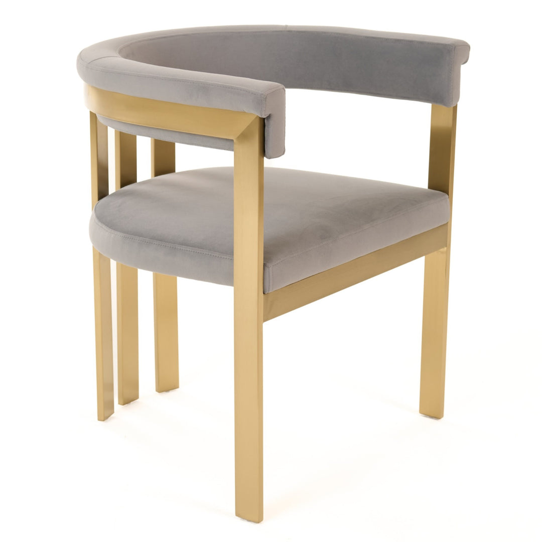 Pontiac - Modern Grey Velvet + Champagne Gold Dining Chair