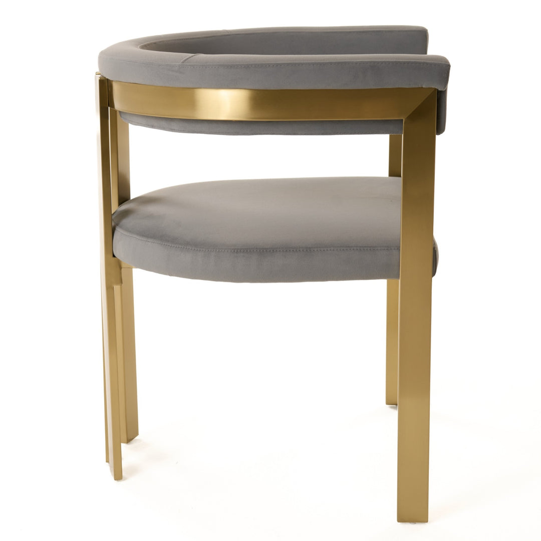 Pontiac - Modern Grey Velvet + Champagne Gold Dining Chair