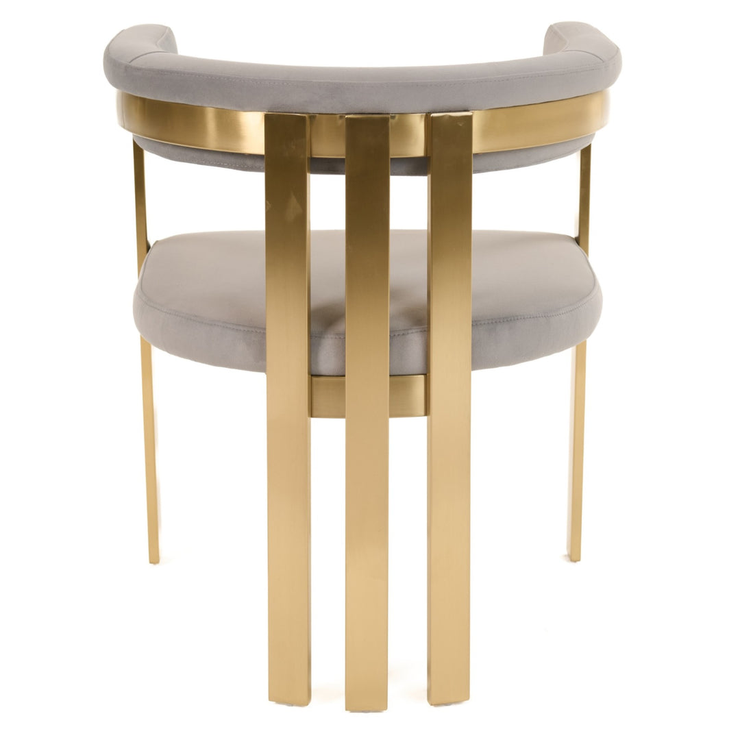Pontiac - Modern Grey Velvet + Champagne Gold Dining Chair