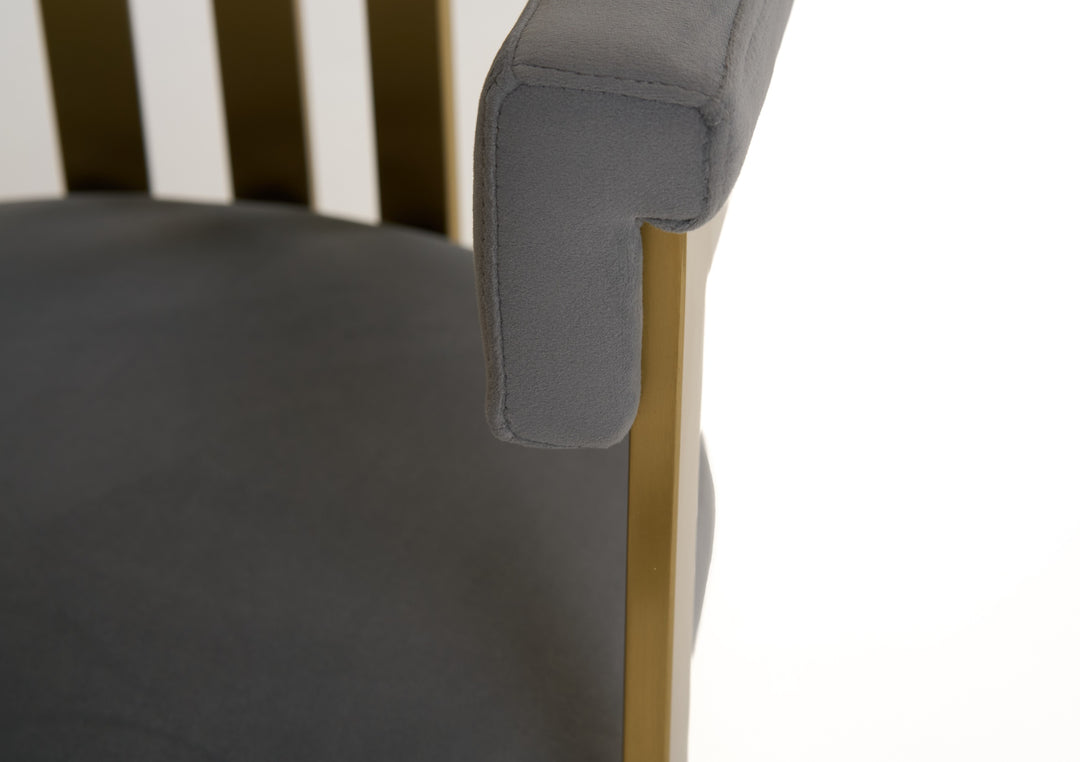 Pontiac - Modern Grey Velvet  Champagne Gold Dining Chair