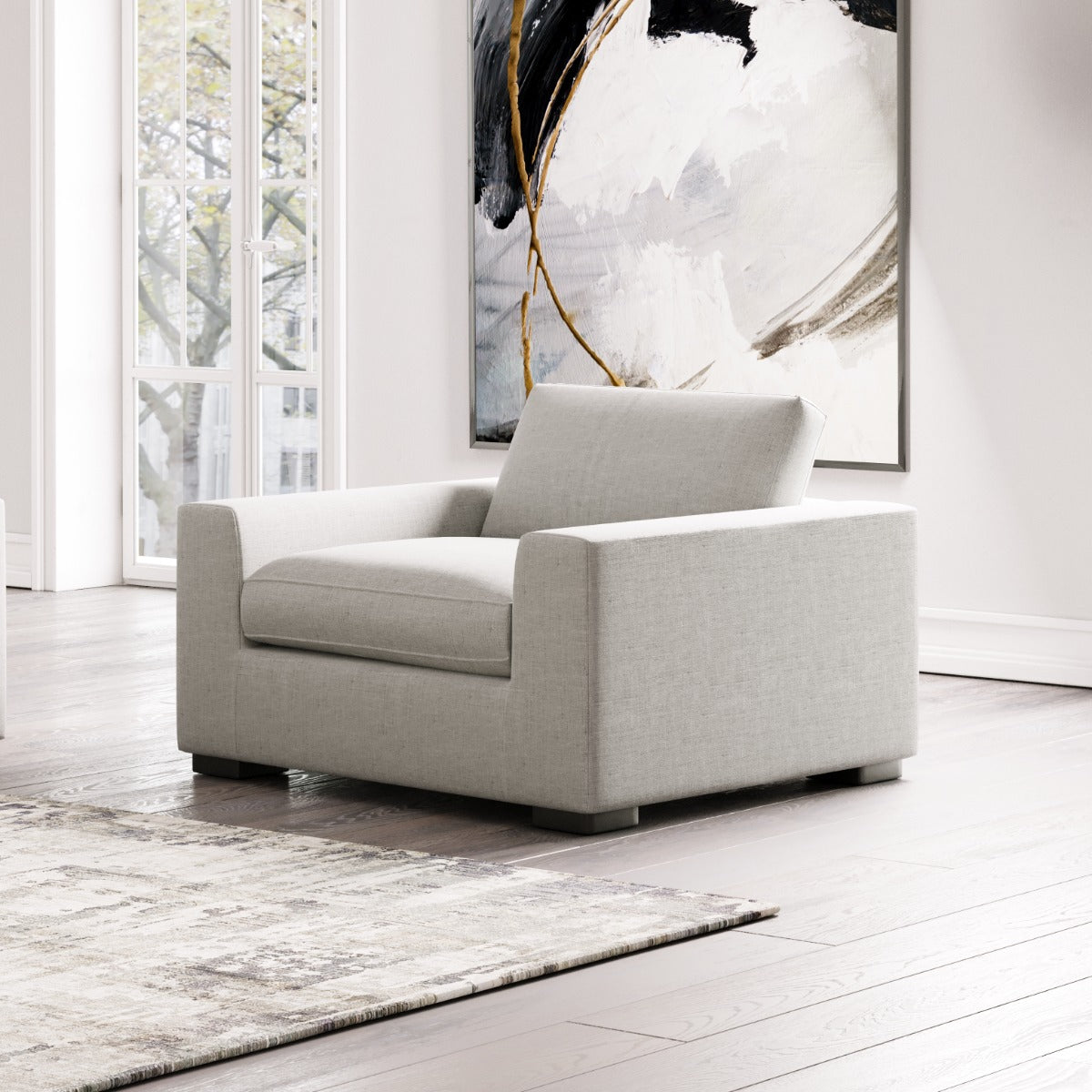 Poppy - Modern White Fabric Lounge Chair