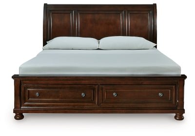 Porter King Sleigh Storage Bed - Dark Brown Storage Bed modern furniture Contempo Furniture