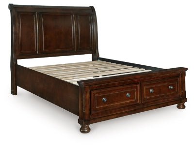 Porter Queen Sleigh Storage Bed - Dark Brown Storage Bed modern furniture Contempo Furniture