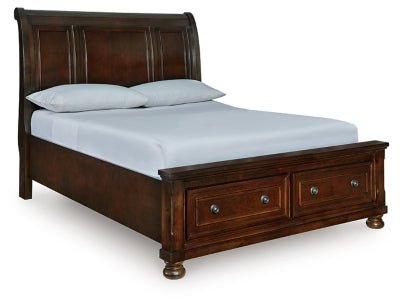 Porter Queen Sleigh Storage Bed - Dark Brown Storage Bed modern furniture Contempo Furniture