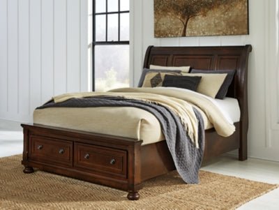 Porter Queen Sleigh Storage Bed - Dark Brown Storage Bed modern furniture Contempo Furniture