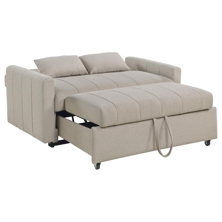 Portland - Boucle Upholstered Sleeper Sofa Bed - Latte Sleeper Sofa modern furniture Contempo Furniture