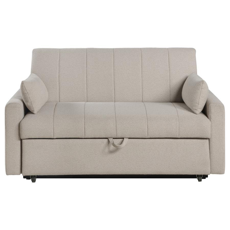 Portland - Boucle Upholstered Sleeper Sofa Bed - Latte Sleeper Sofa modern furniture Contempo Furniture