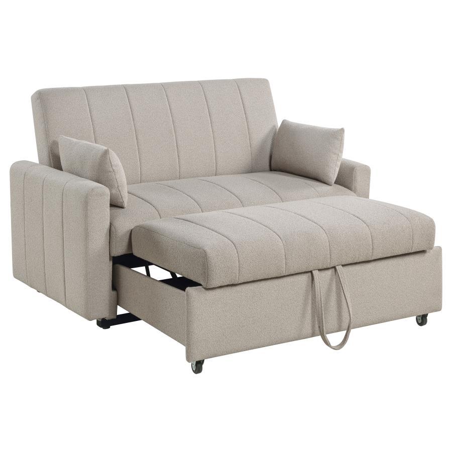 Portland - Boucle Upholstered Sleeper Sofa Bed - Latte Sleeper Sofa modern furniture Contempo Furniture