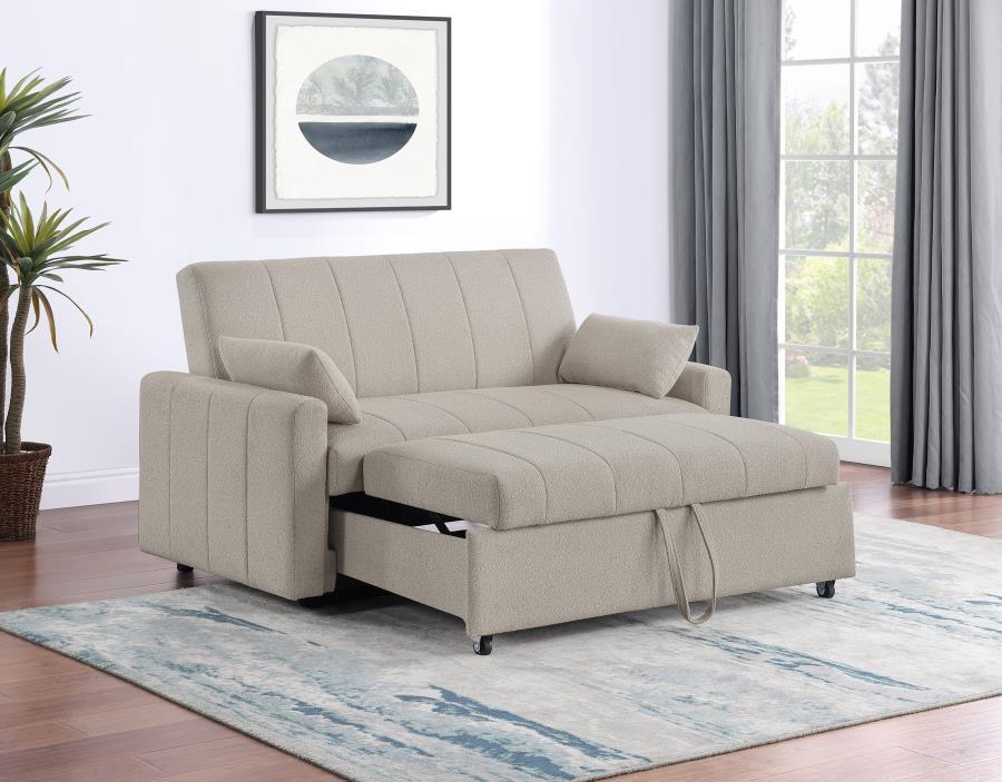 Portland - Boucle Upholstered Sleeper Sofa Bed - Latte Sleeper Sofa modern furniture Contempo Furniture