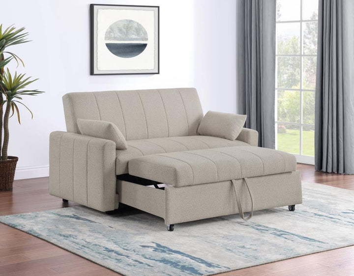 Portland - Boucle Upholstered Sleeper Sofa Bed - Latte Sleeper Sofa modern furniture Contempo Furniture