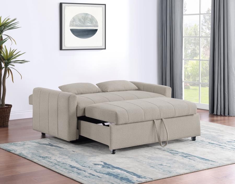 Portland - Boucle Upholstered Sleeper Sofa Bed - Latte Sleeper Sofa modern furniture Contempo Furniture
