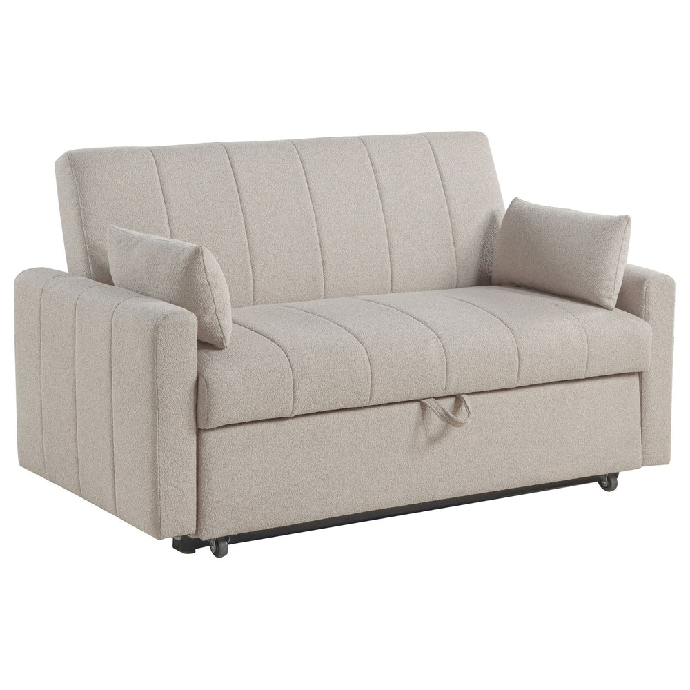 Portland - Boucle Upholstered Sleeper Sofa Bed - Latte Sleeper Sofa modern furniture Contempo Furniture