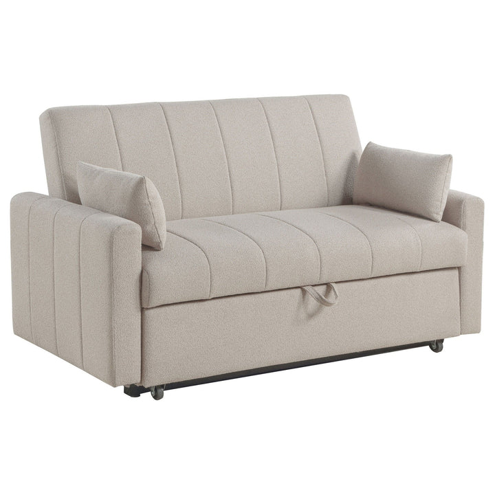 Portland - Boucle Upholstered Sleeper Sofa Bed - Latte Sleeper Sofa modern furniture Contempo Furniture