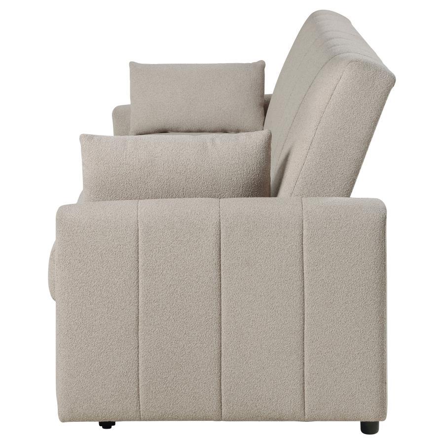 Portland - Boucle Upholstered Sleeper Sofa Bed - Latte Sleeper Sofa modern furniture Contempo Furniture