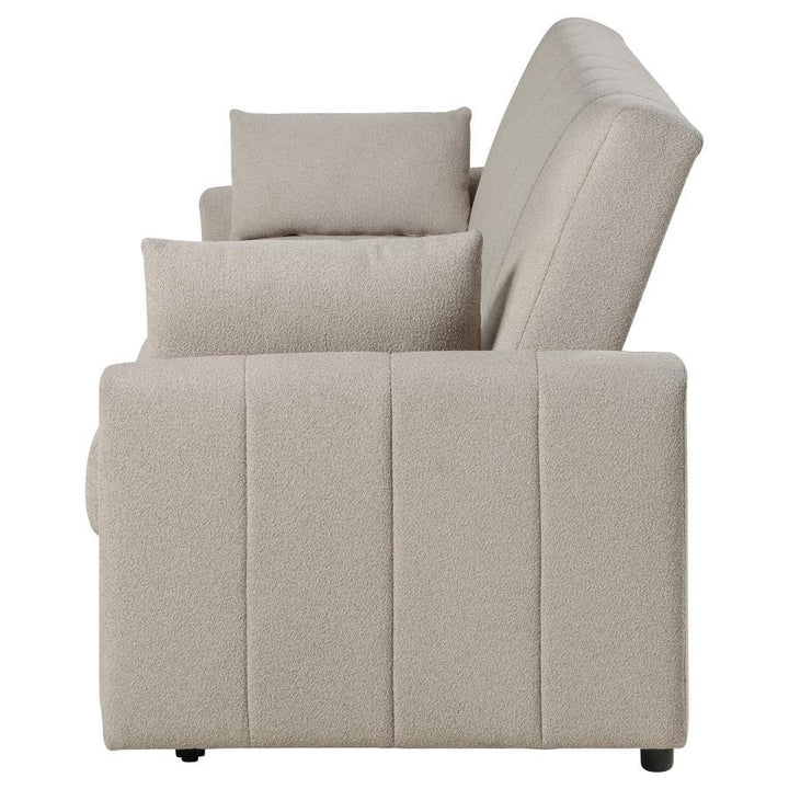 Portland - Boucle Upholstered Sleeper Sofa Bed - Latte Sleeper Sofa modern furniture Contempo Furniture