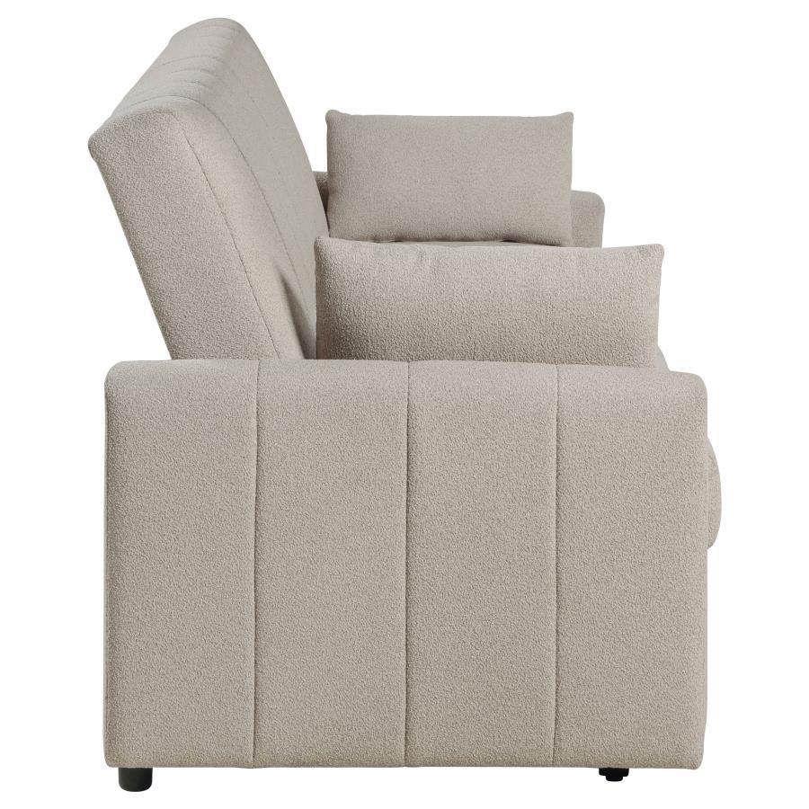 Portland - Boucle Upholstered Sleeper Sofa Bed - Latte Sleeper Sofa modern furniture Contempo Furniture