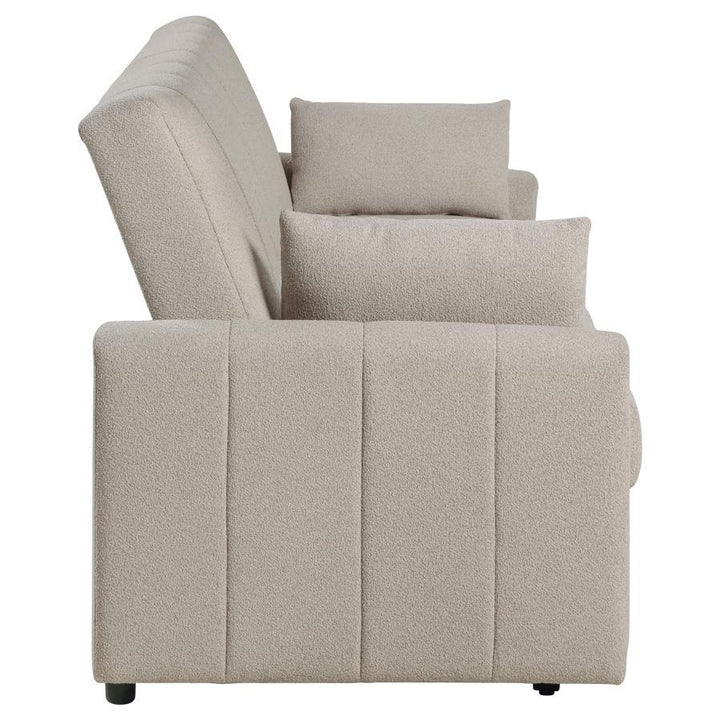 Portland - Boucle Upholstered Sleeper Sofa Bed - Latte Sleeper Sofa modern furniture Contempo Furniture