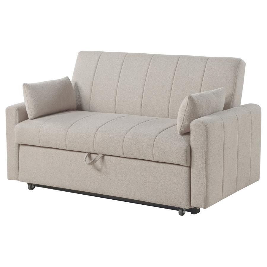 Portland - Boucle Upholstered Sleeper Sofa Bed - Latte Sleeper Sofa modern furniture Contempo Furniture