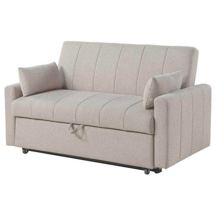Portland - Boucle Upholstered Sleeper Sofa Bed - Latte Sleeper Sofa modern furniture Contempo Furniture