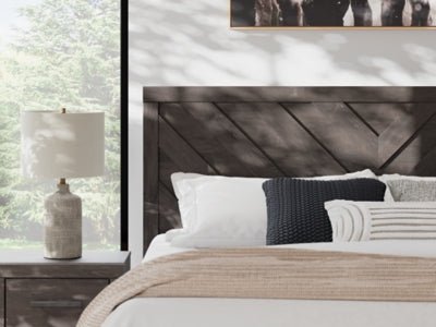 Prendonea King Panel Bed - Dark Gray Panel Bed modern furniture Contempo Furniture