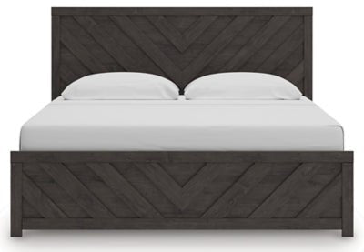 Prendonea King Panel Bed - Dark Gray Panel Bed modern furniture Contempo Furniture