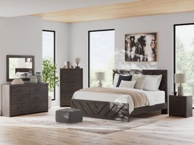 Prendonea King Panel Bed - Dark Gray Panel Bed modern furniture Contempo Furniture